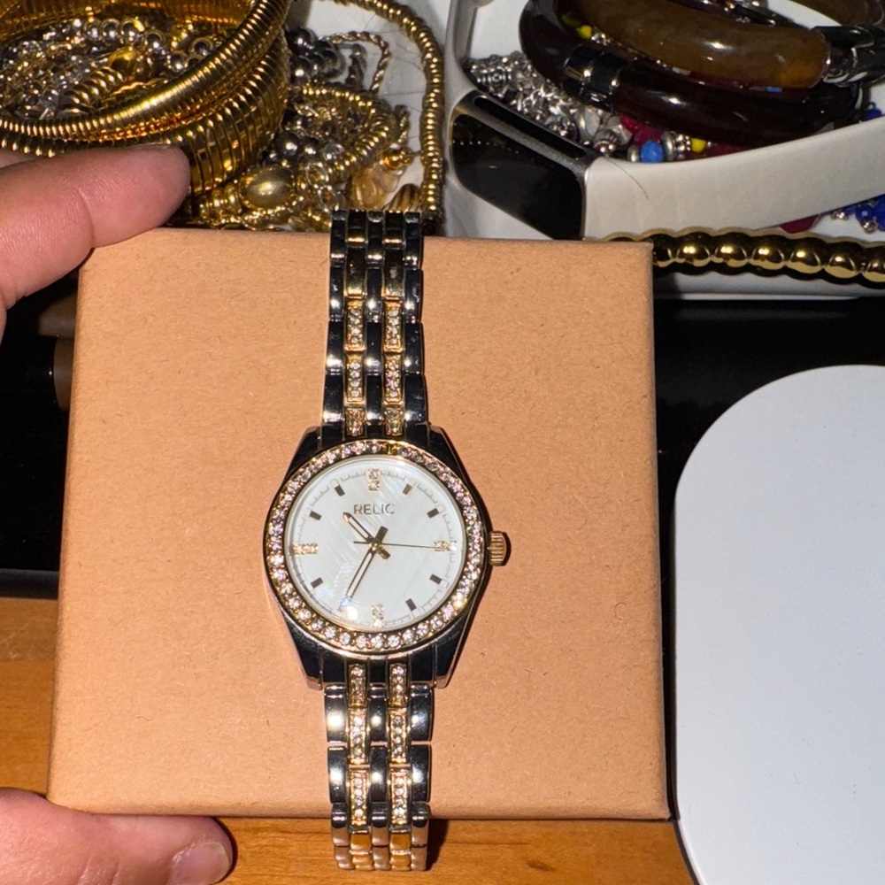 Relic Silver Women's Watch with Crystal Details